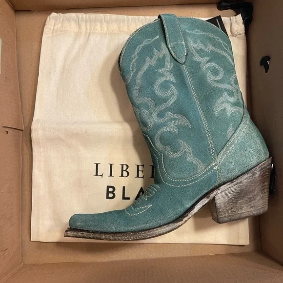 LIBERTY Black Turquoise Western Boots - Picture 7 of 7